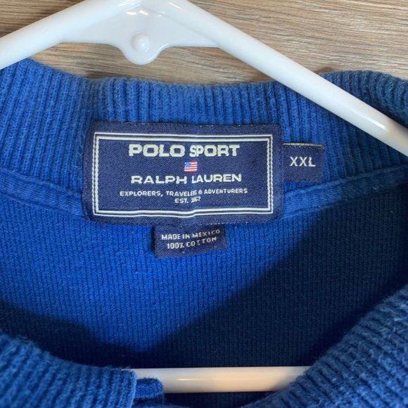 Polo Sport Ralph Lauren Mens Shirt Blue Orange Stripe Short Sleeve Logo XXL - Picture 5 of 6